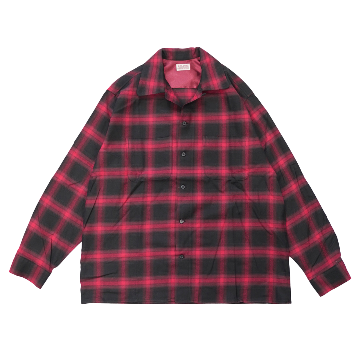 OMBRE PLAID OPEN COLLOR SHIRT RED